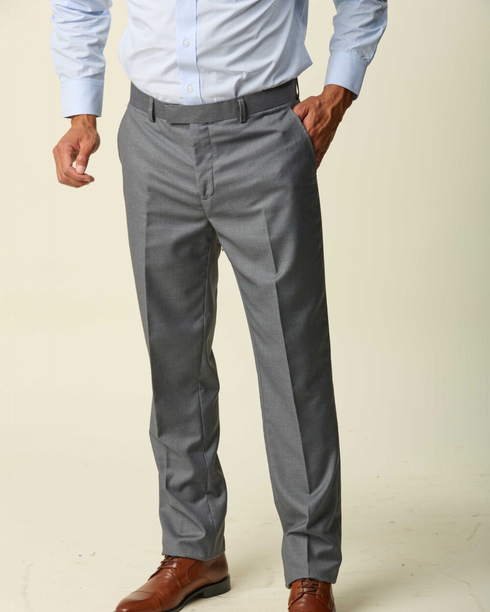 Pantalón Vestir Corte Clásico Gris Medio