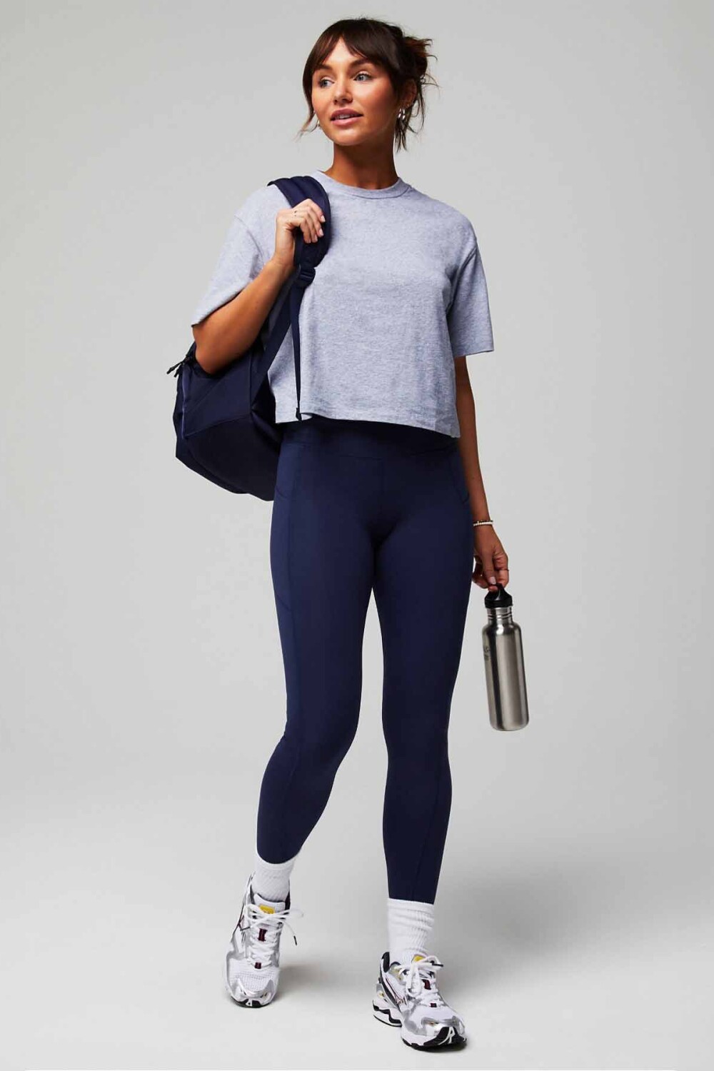 Top Training 100% Cotton Boxy Tee Mujer Classic Grey Heather