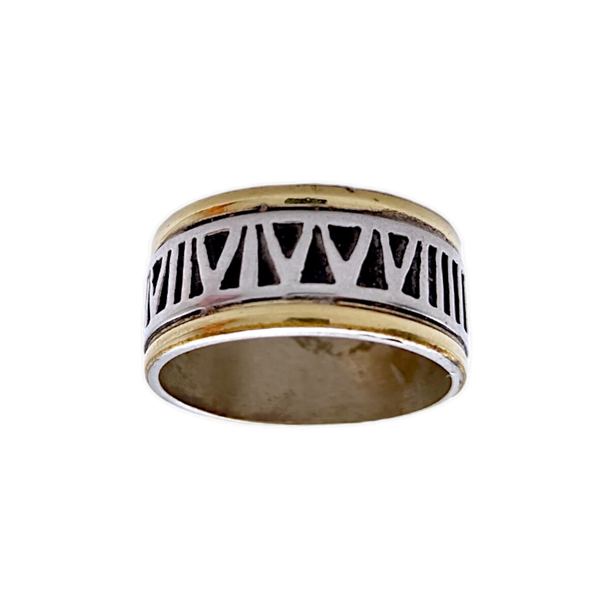 Anillo Numeros Romanos-Plata y Oro-Sin Piedra-AN5626 - sinpiedra 