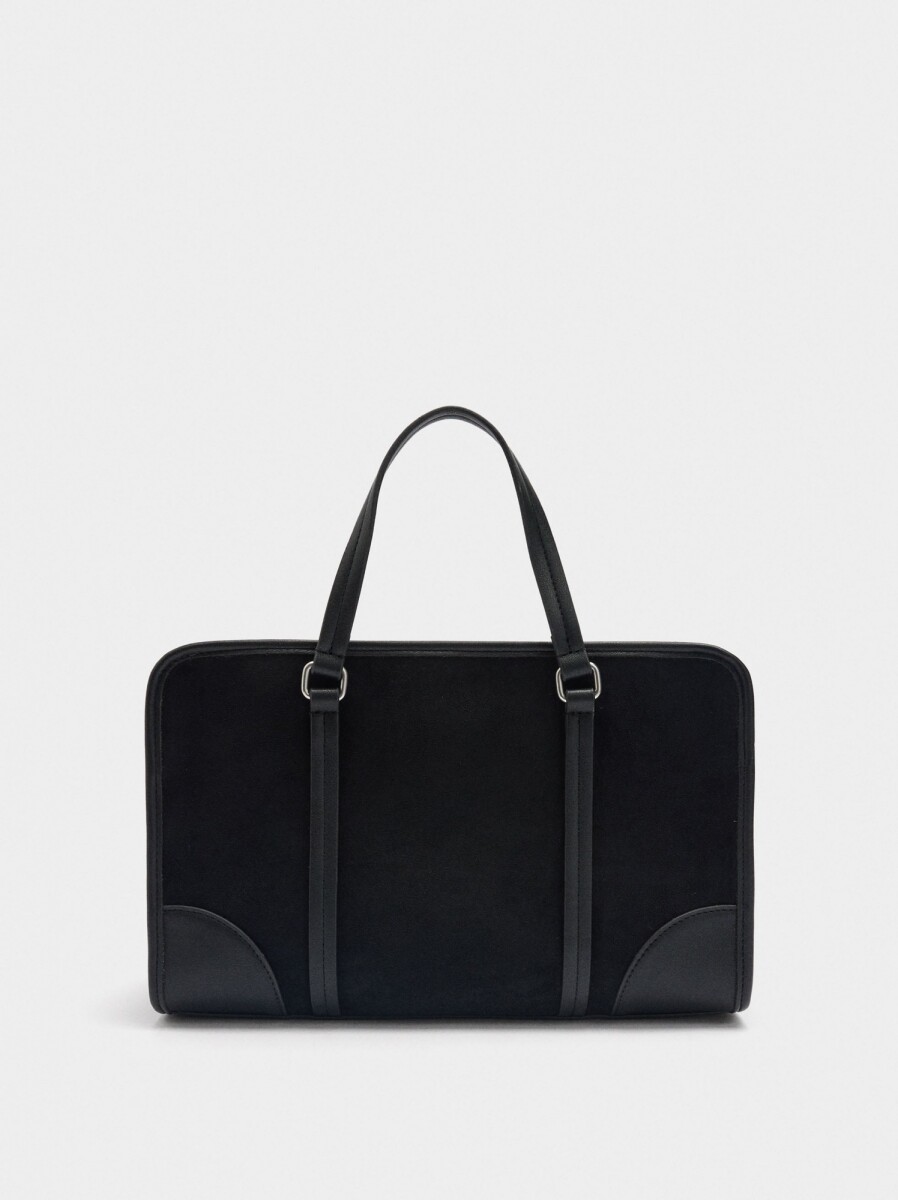 Bolso Tote Con Efecto Piel Y Asa Para El Hombro - negro 
