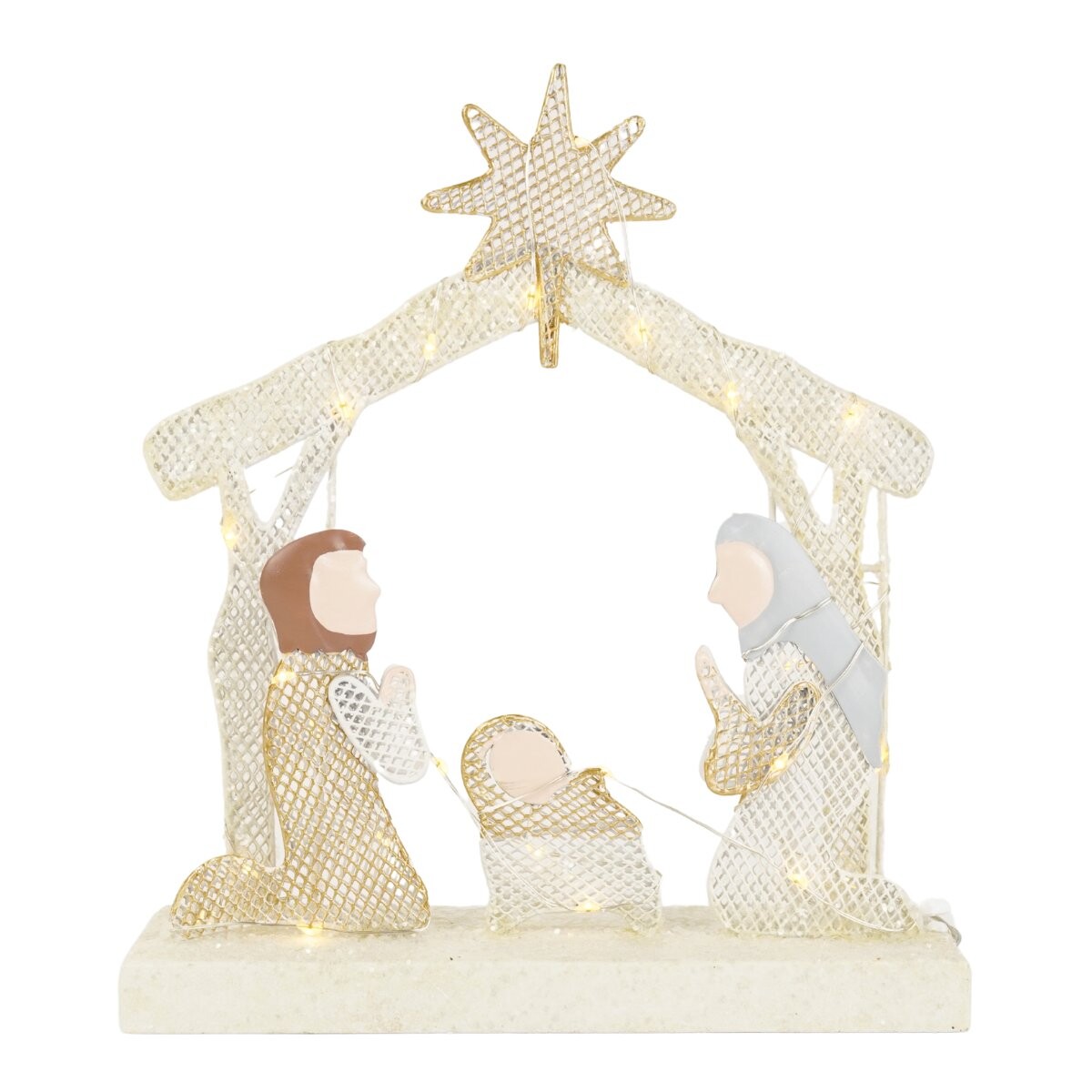 Pesebre de metal con luz 