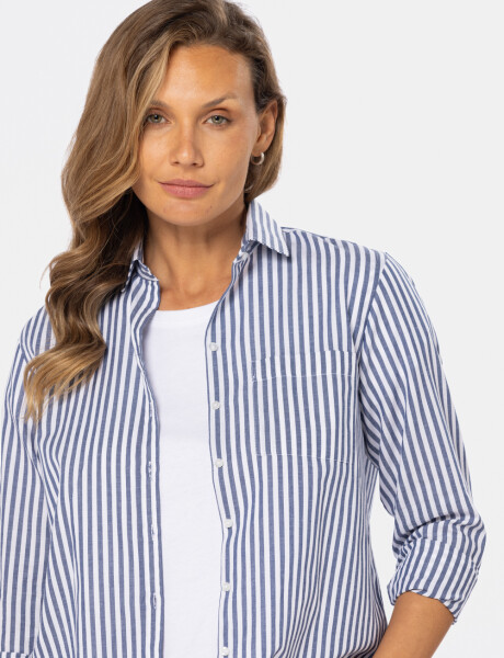 CAMISA HOLGADA RAYADA Azul