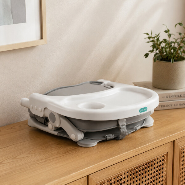 Silla de Comer para Bebé Plegable con Bandeja Gris 1