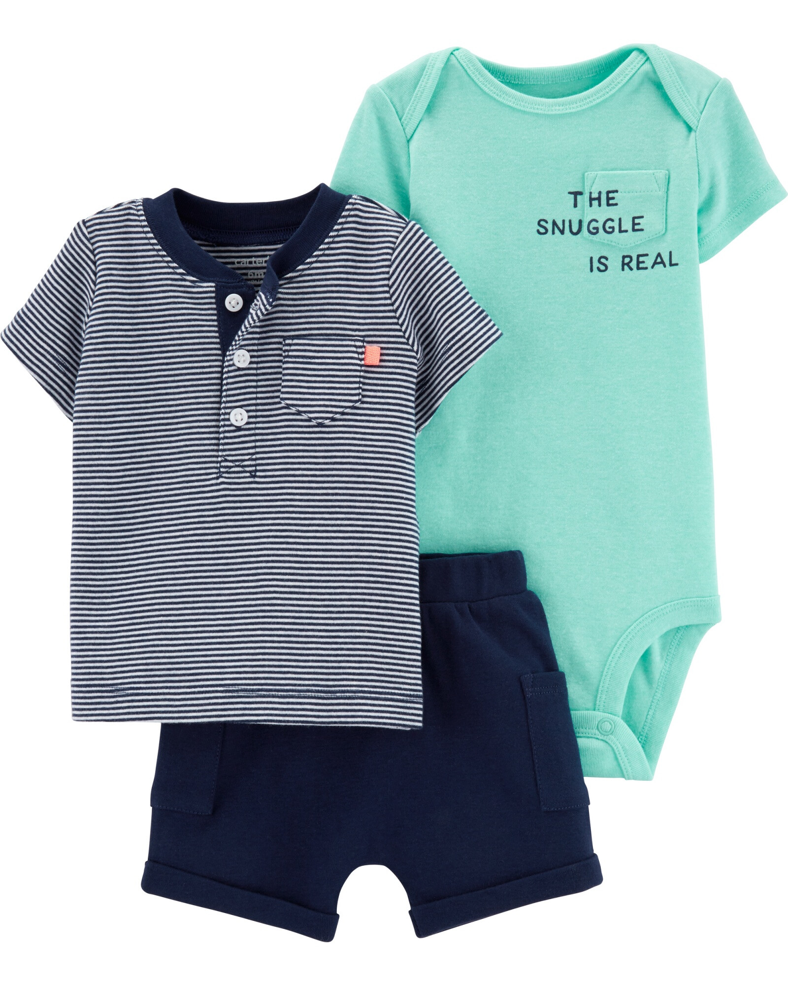 Set Tres Piezas Short, Remera y Body Manga Corta 0