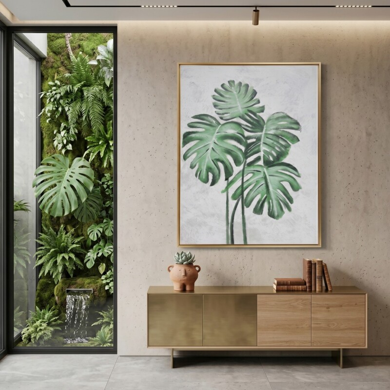 CUADRO DIS HOJAS C/RELIEVE 60X90CM Unica