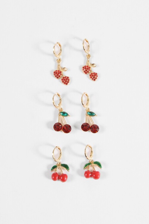 Set de aros dije cherry dorado