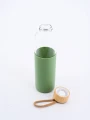 BOTELLA VIDRIO CON BASE SILICONA VERDE
