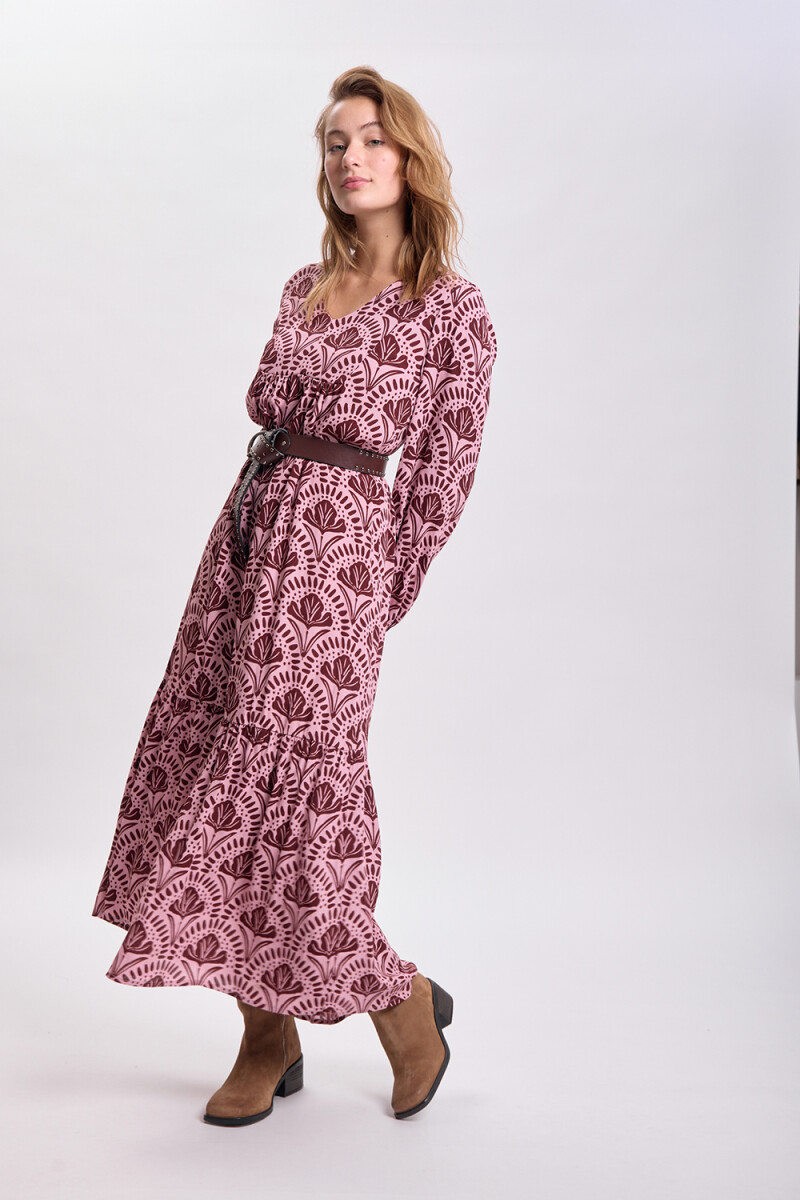 Vestido largo paneles Rosa