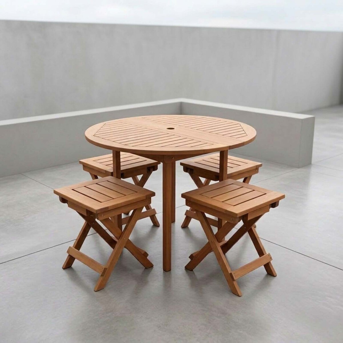 SET DE COMEDOR EXTERIOR - MADERA-MERANTI NATURAL-BEIGE KONA 
