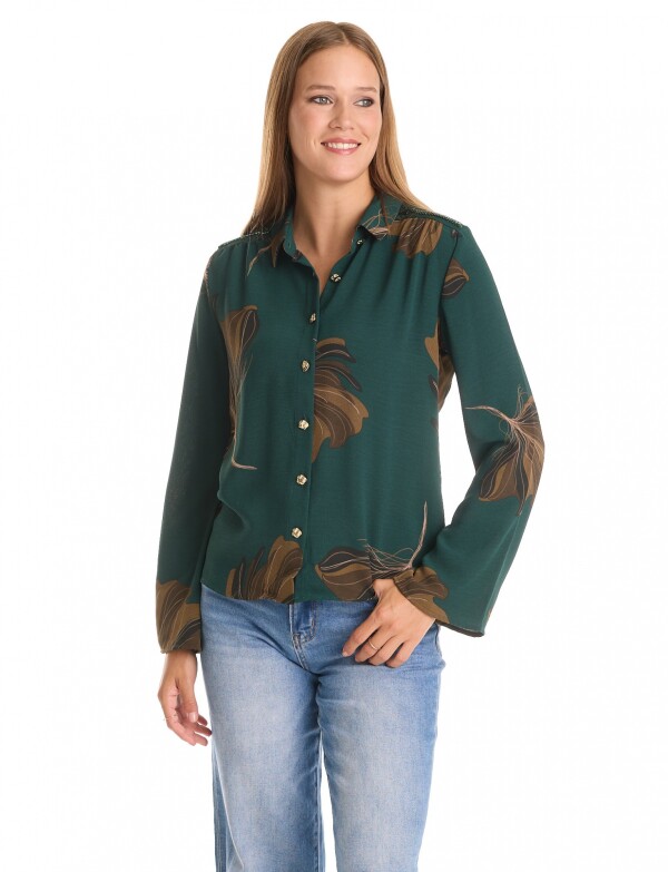 Camisa Printed Det Hombros VERDE/MULTI