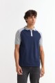 Remera polo manga corta combinada AZUL