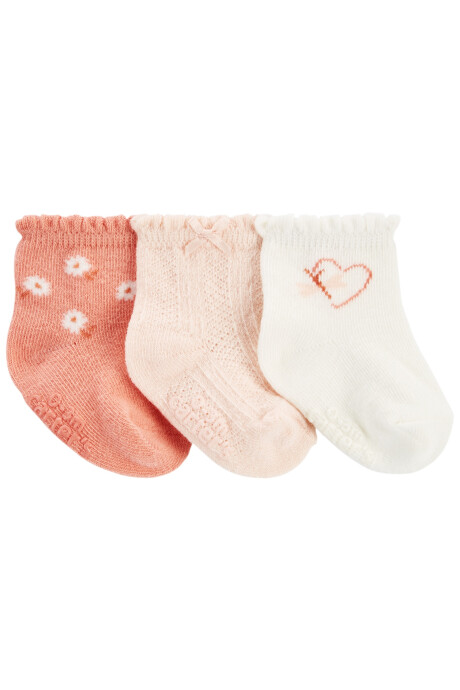 Pack tres pares de medias de algodón, festoneadas, rosadas Pack tres pares de medias de algodón, festoneadas, rosadas