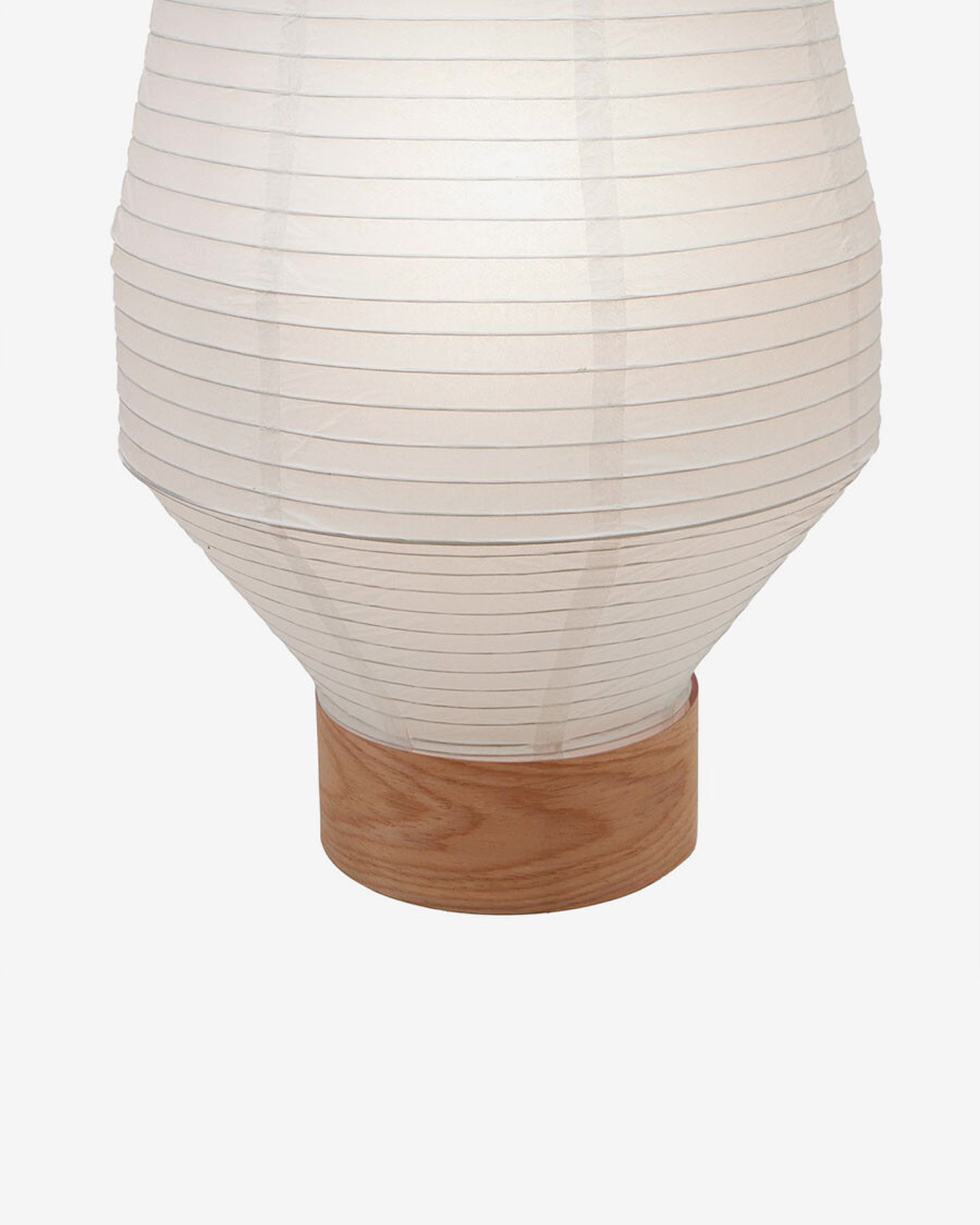 Pantalla para lámpara de techo Hila de papel blanco y chapa de madera natural Ø 30 cm