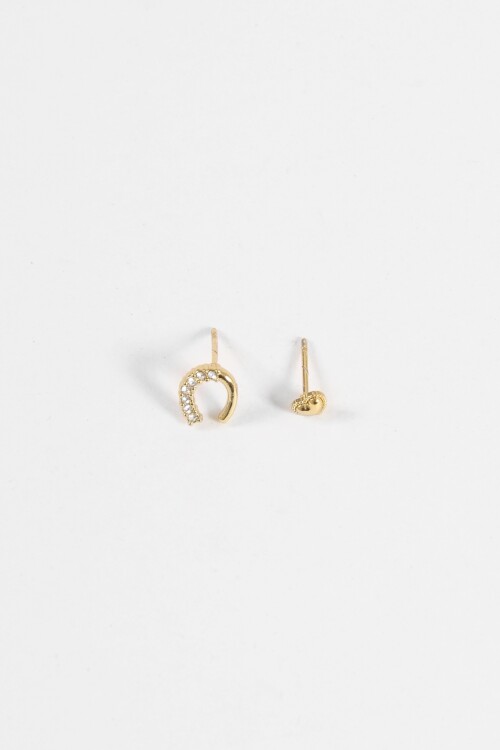 Caravanas acero pin strass dorado