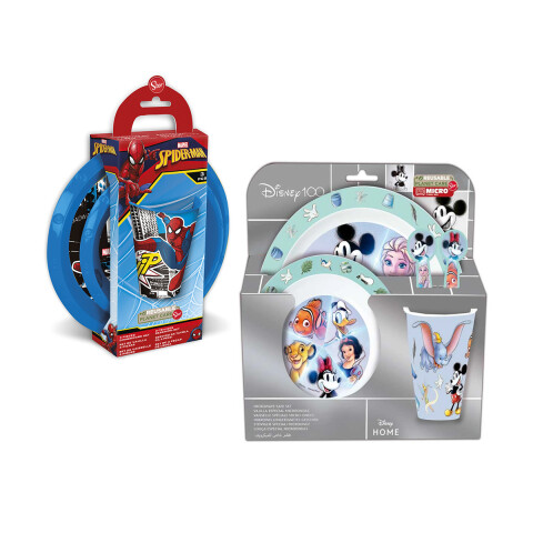 Set de 3 piezas Avengers y Spiderman Vaso Plato y Bowl U