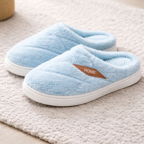 Pantuflas Unisex Suela Antideslizante Felpa Suave y Abrigada Celeste