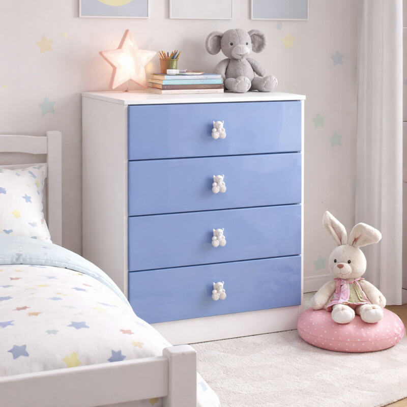 Cómoda Cajonera 4 Cajones Mueble Infantil Flex Rosa/celeste Cómoda Cajonera 4 Cajones Mueble Infantil Flex Rosa/celeste