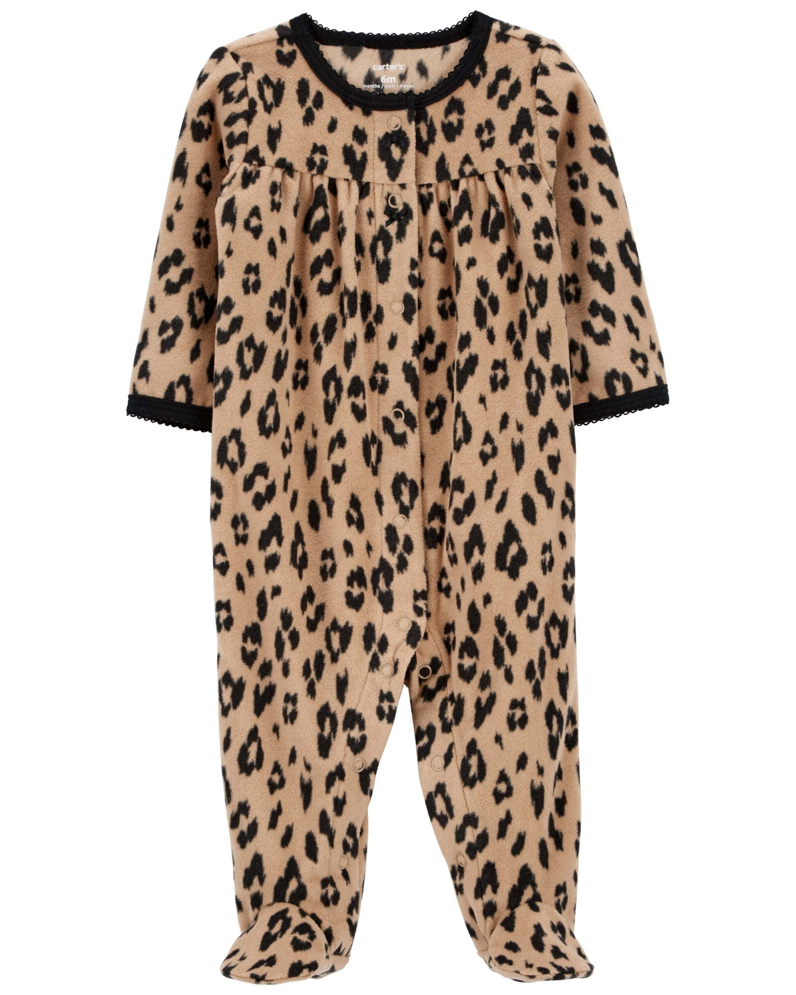 Pijama una pieza de micropolar, con pie, diseño leopardo Pijama una pieza de micropolar, con pie, diseño leopardo