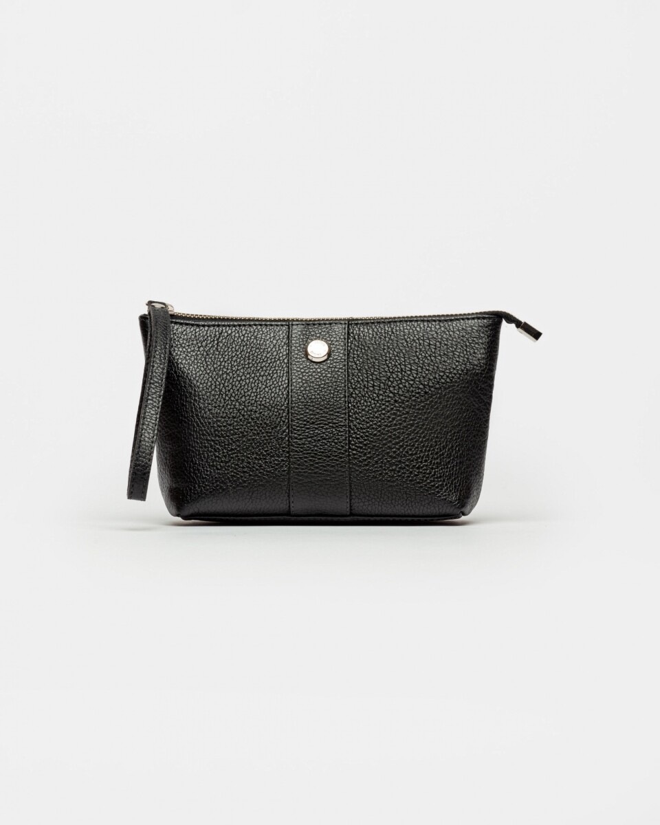 Porta Cosméticos Belle En Cuero Graneado - Negro 