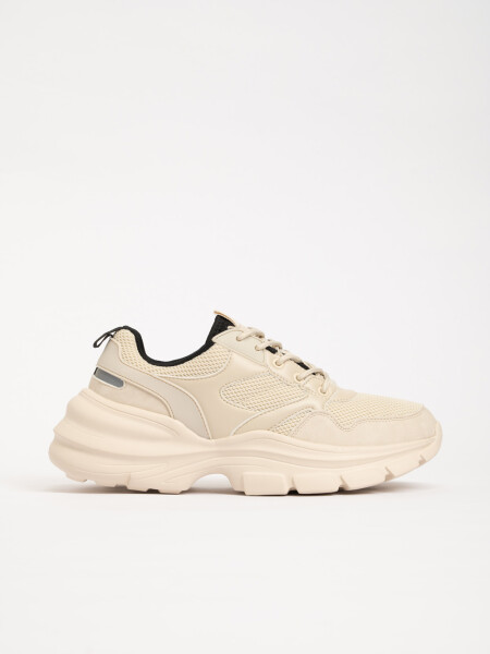 Zapatilla deportiva combinada Beige