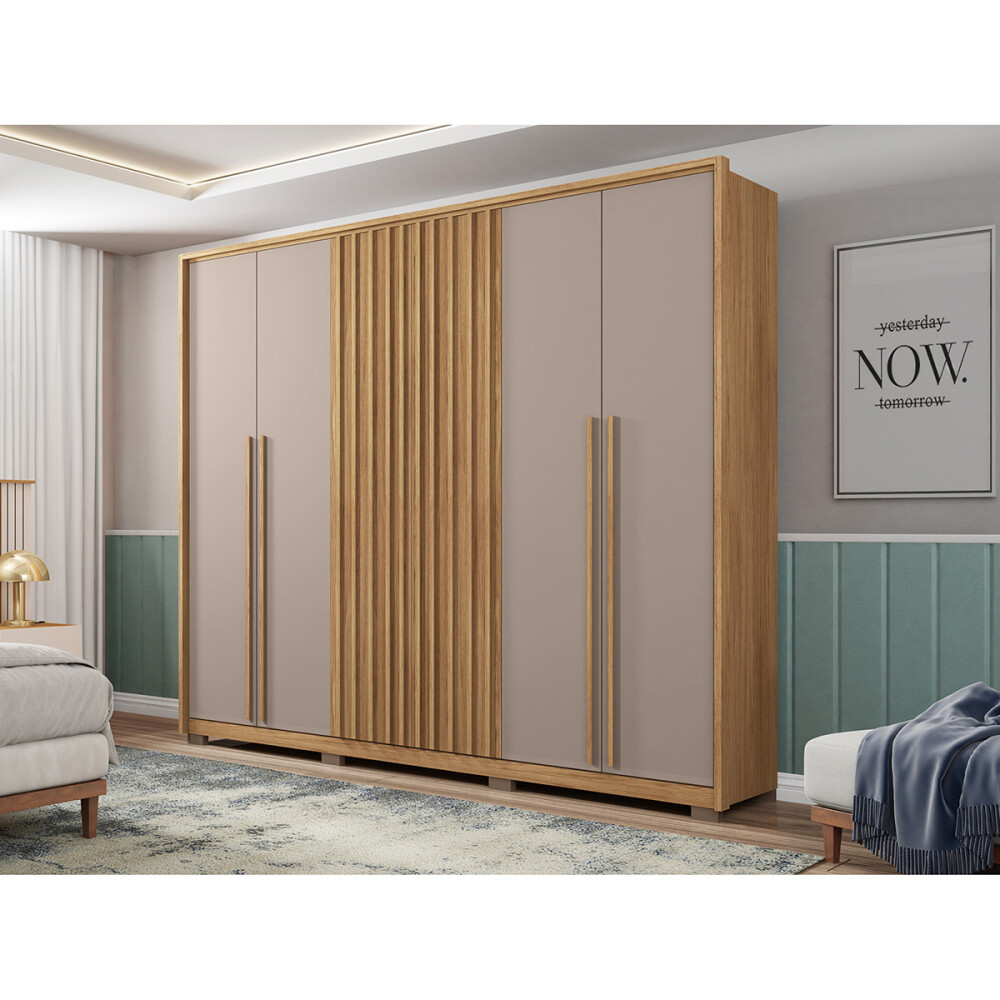 ROPERO MODELO NEW COMODUS 4 CAJONES 6 PUERTAS COLOR BURITI/FENDI Ropero Modelo New Comodus 4 Cajones 6 Puertas Color Buriti/fendi