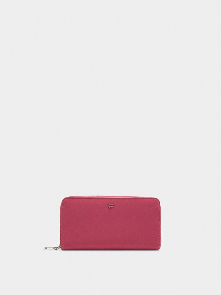 Cartera De Textura Suave Con Cremallera rosa