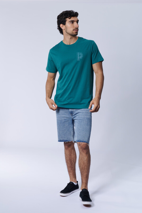 Remera Estampa Sol Verde Petróleo