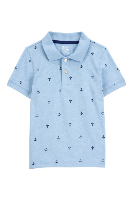 Remera polo de algodón, manga corta, diseño anclas Sin color