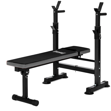 Banco Pecho Plegable + Barra 1.50m Maciza +20kg Pesas 4 Discos de 5 Kg