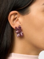 Pendientes De Media Flor burdeos