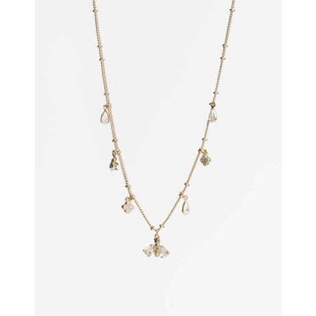 Collar Corto Multicharms Con Cubic Dorado