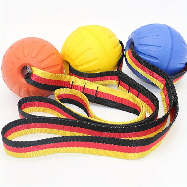 Juguete Pelota Con Cinta Morder Arañar Para Perros Gatos Variante Color Amarillo