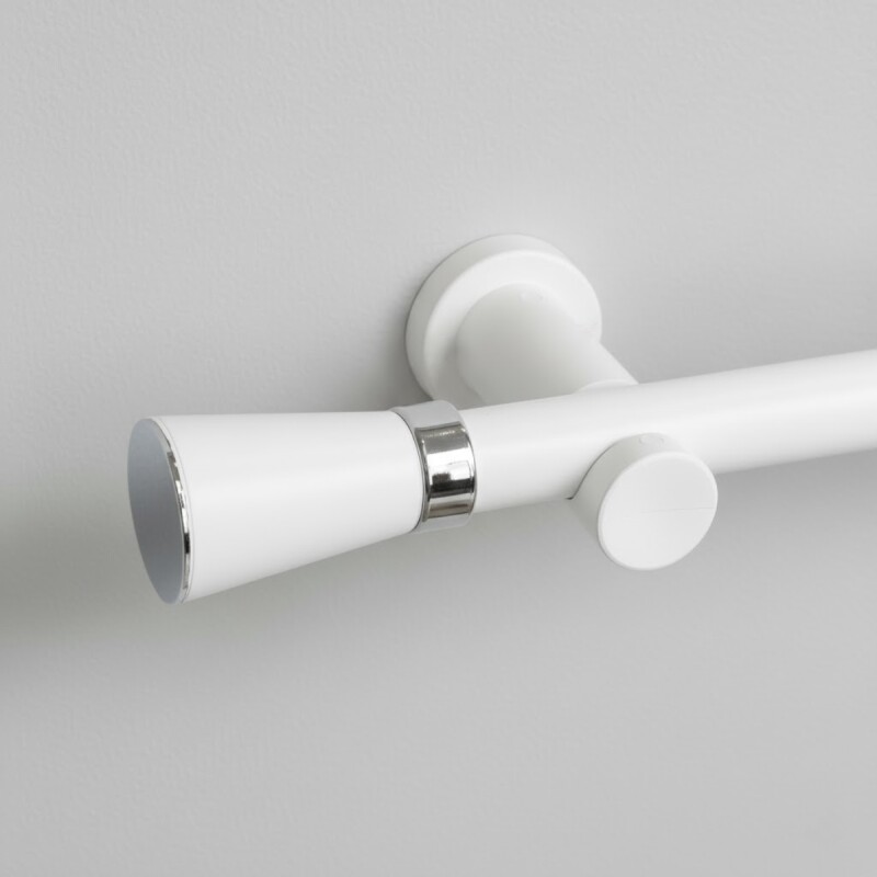 Barrote cortina de metal 2,5 m + 3 Soportes BLANCO