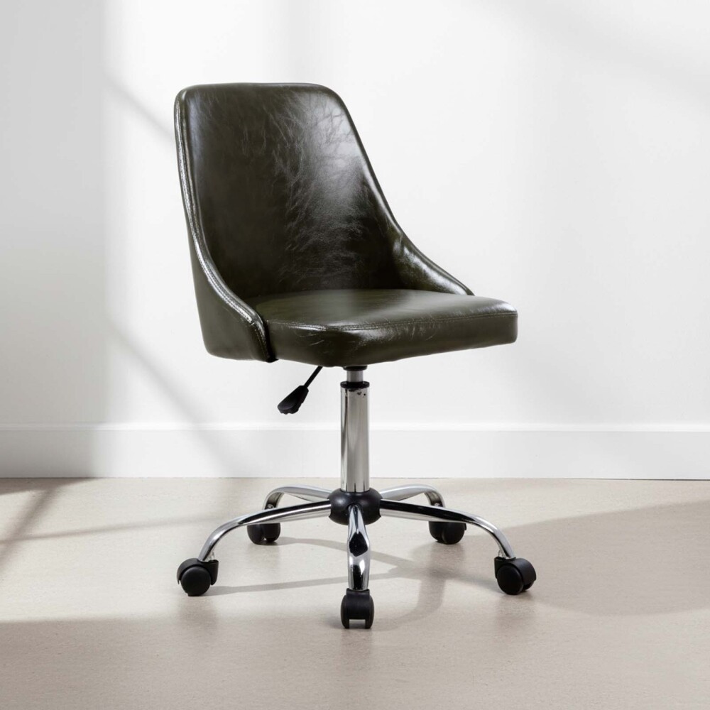 SILLA DE ESCRITORIO SIMIL-CUERO NEGRO D-1001