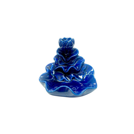 Porta incienso cono fuente cascada de ceramica en forma de flor Azul