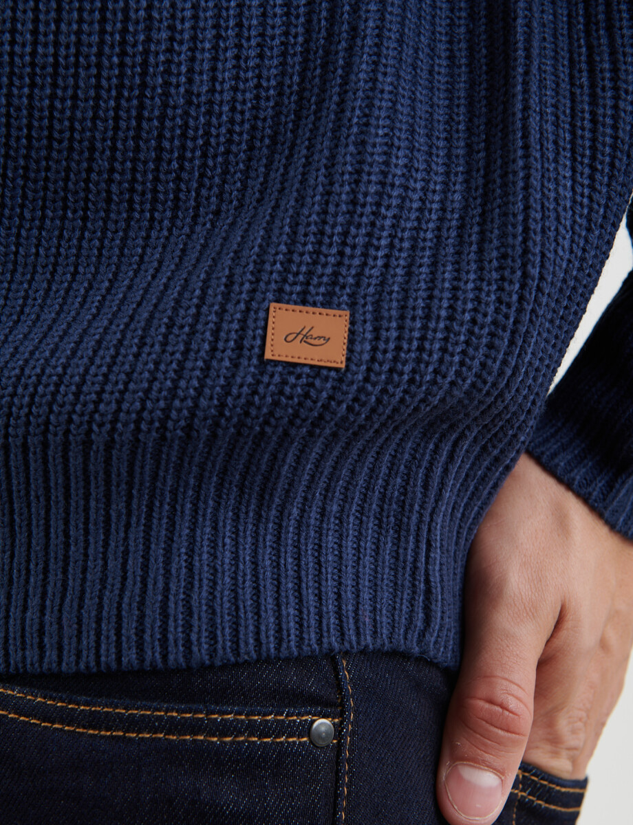470587 SWEATER PUNTO MEDIO CIERRE HARRY Azul Oscuro