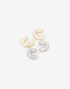 Aros Argollas Set Metal Set De Argollas Biplating - Combinacion Bicolor