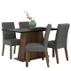 Juego Comedor Lumax Mesa Rustic Negra + 4 Sillas Fiona Gris