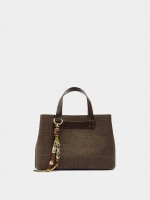 Bolso Tote De Efecto Rafia Con Colgante marron