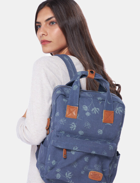 MOCHILA DE LONA ESTAMPADA Azul