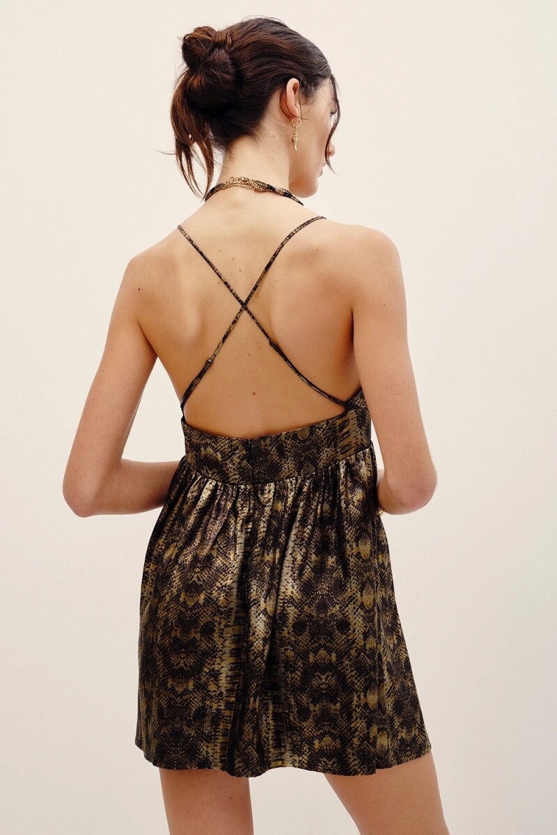 VESTIDO TANYA SHORT SNAKE Dorado