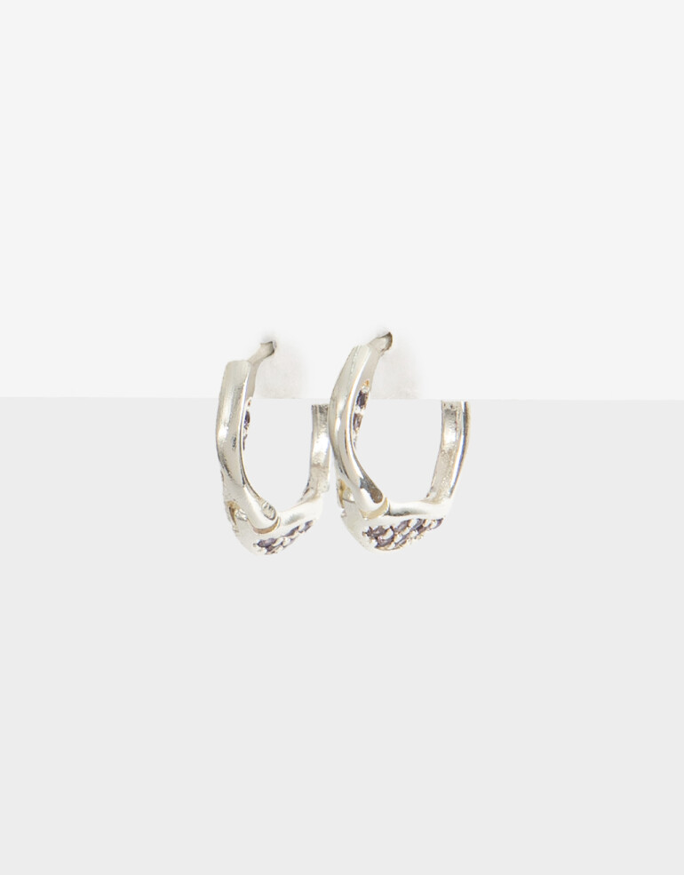 Aros Argollas Cubic zirconia Aros Argolla De La Línea Delicates. - Plateado