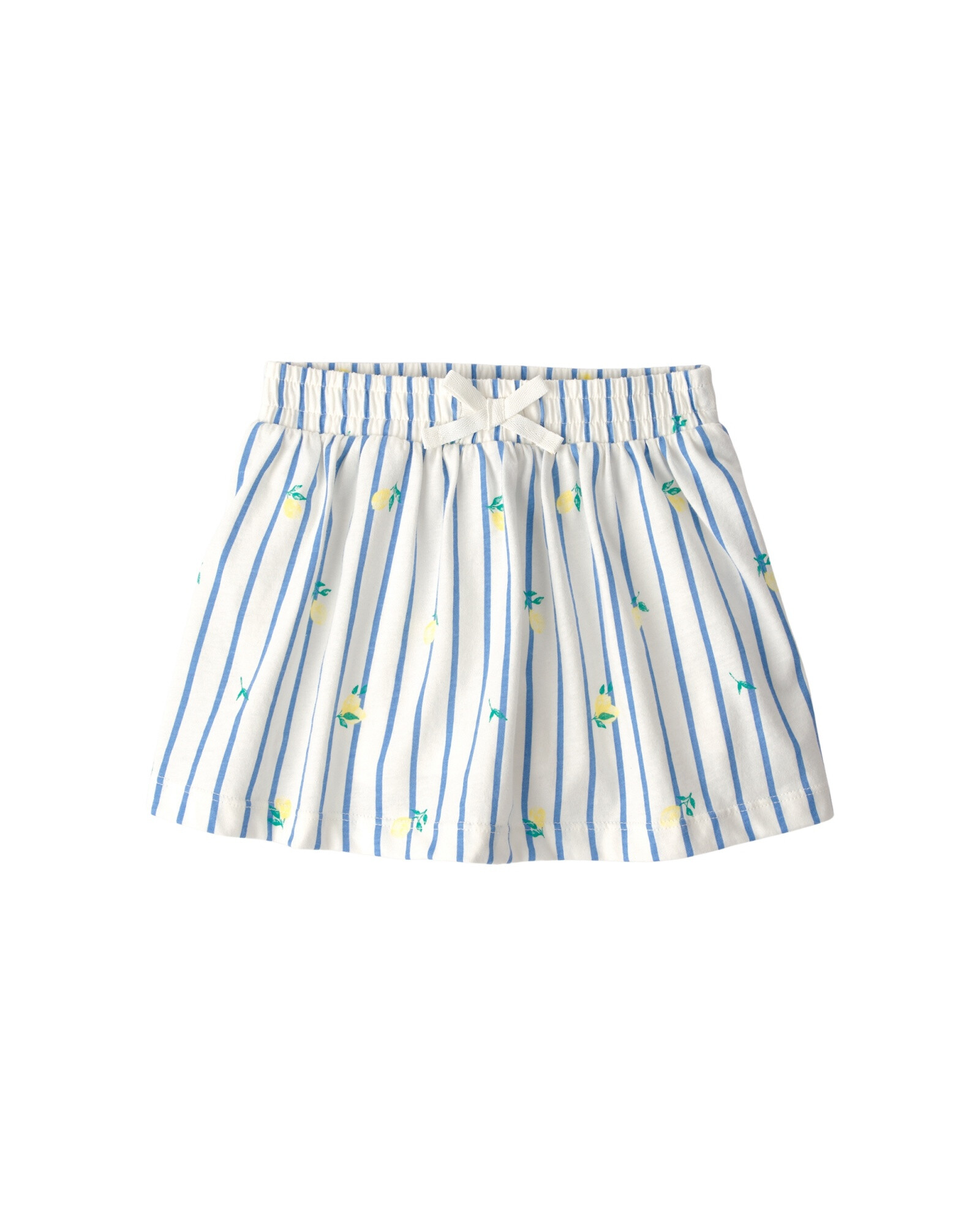 Pollera short de algodón, diseño a rayas con limones Sin color