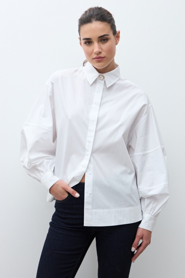 Camisa mangas abullonadas blanco