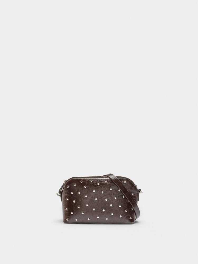 Bolso Bandolera Con Tachuelas marron