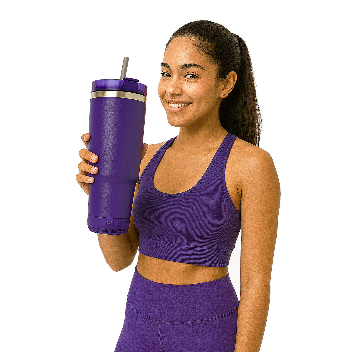 Vaso Termico de 600ml Con Parlante - violeta 