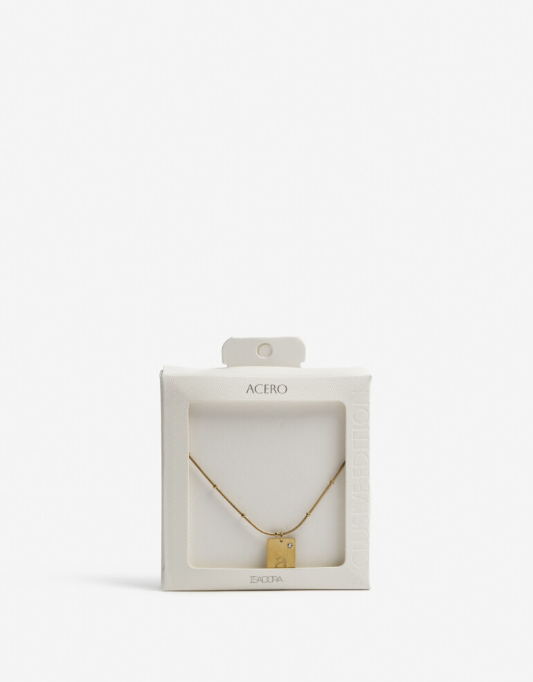 Cadena Corta con Dije Cubic zirconia Cadena Corta Dije "a" Acero - Dorado