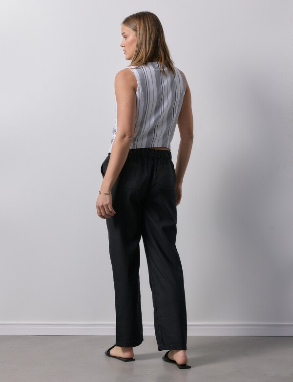 Pantalon Lino Solid NEGRO