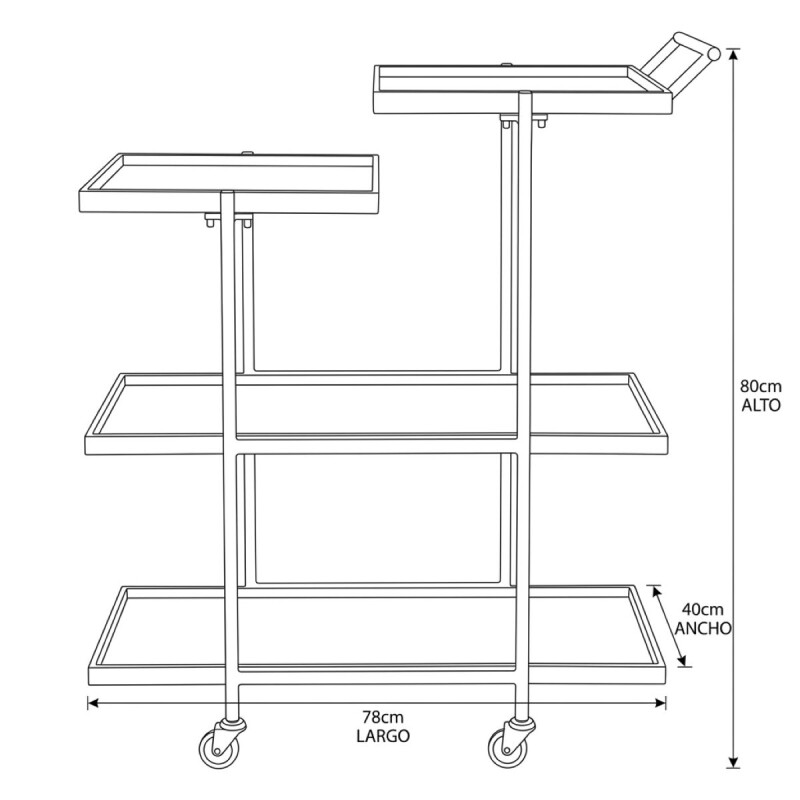 CARRITO METAL/MADERA P/SERVIR 4 NIV Unica