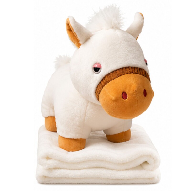 Manta De Apego Peluche C/Frazada 1.60m X 1.00m Inf. Caballo